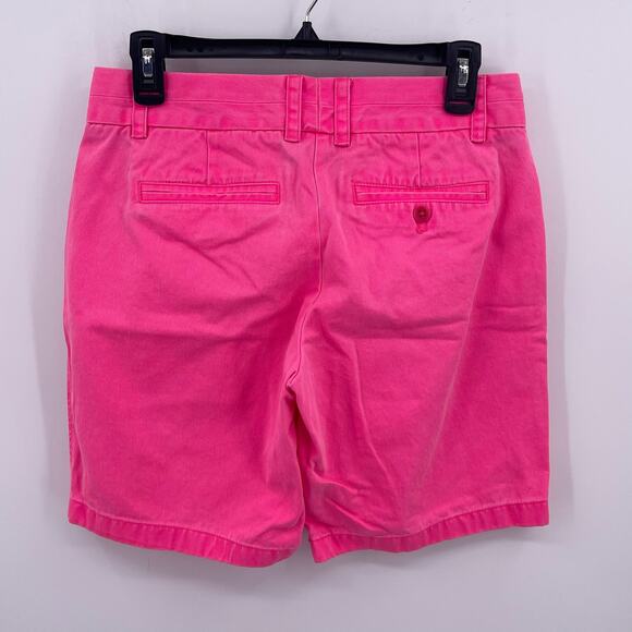 J Crew Sz 4 Pink Chino Shorts Fluorescent Neon Broken In 100% Cotton Summer - Picture 2 of 4